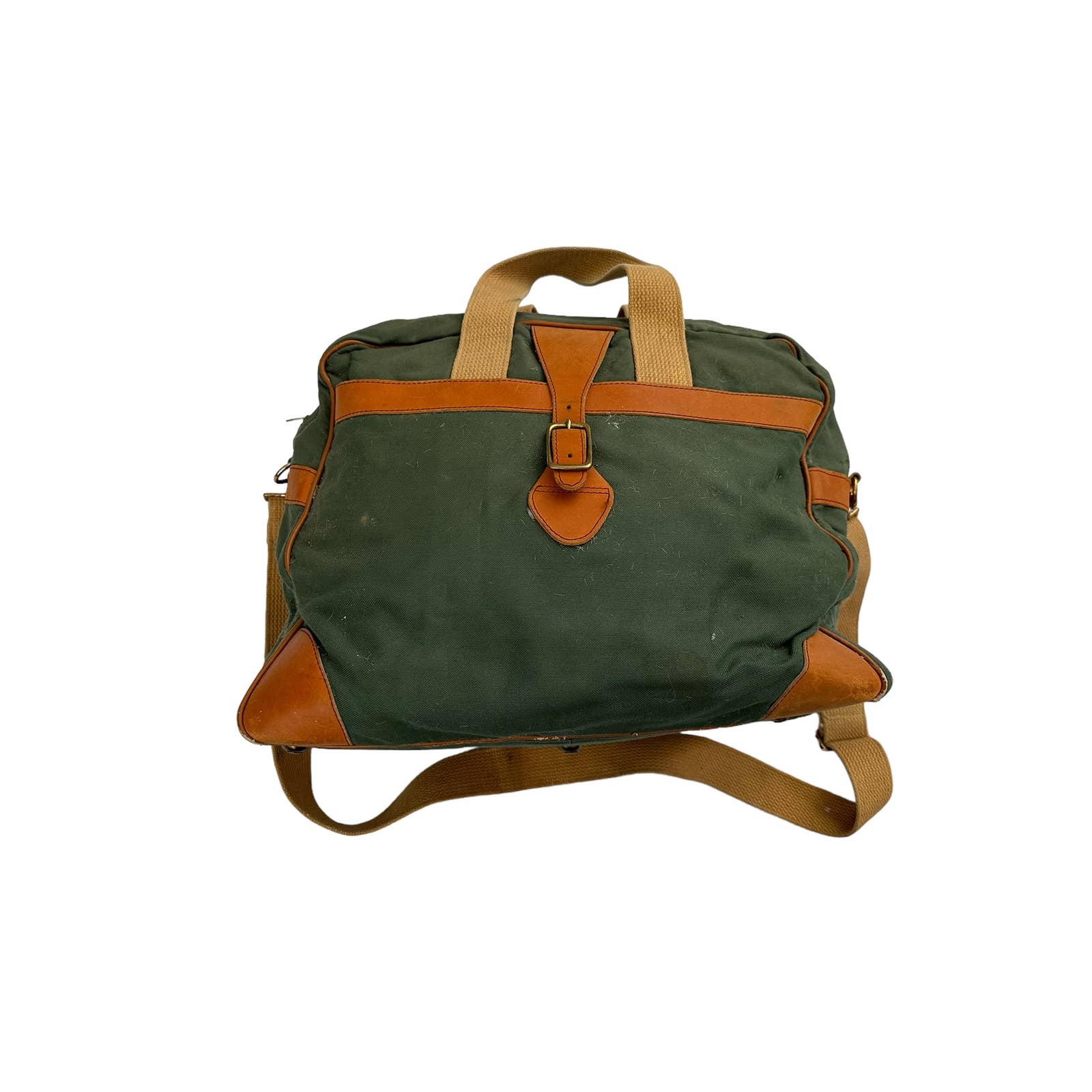 Vintage 70s Ll Bean Talon Zipper Green Khaki Canvas Duffle Bag Vtg